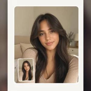Before-and-after bangs preview generated with the Overchat AI Bangs Filter