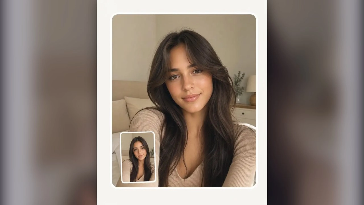 Before-and-after bangs preview generated with the Overchat AI Bangs Filter